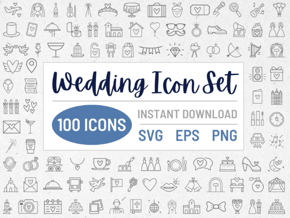 Download 100 Original Wedding Icons, Line Clipart - Wedding Collection