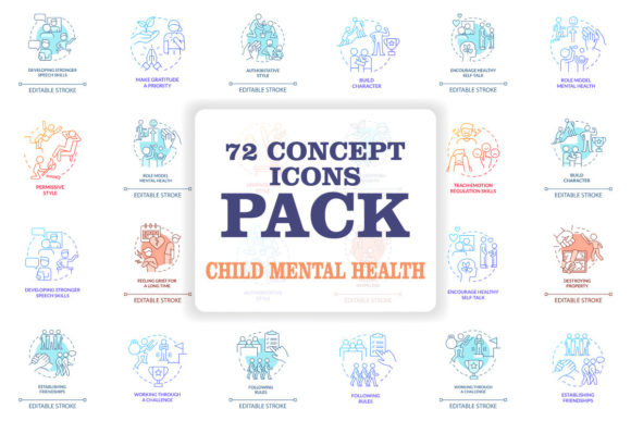 Download Child Mental Health Concept Icons Bundle - Child Collection
